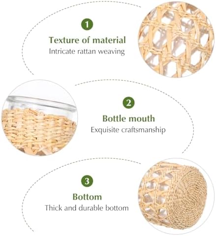 Angoily Glass Flower Vase with Rattan Woven Design