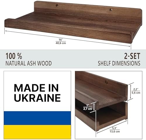 Wood Wedge Floating Shelves 16 Inch Set of 2