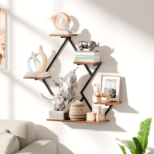 Floating Shelves for Wall Rustic Brown and Black