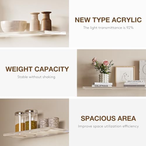 Clear Acrylic Floating Shelves Wall Mount Storage Decor Organizer