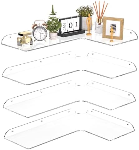114x16 Inch Acrylic Corner Floating Shelf Set of 4