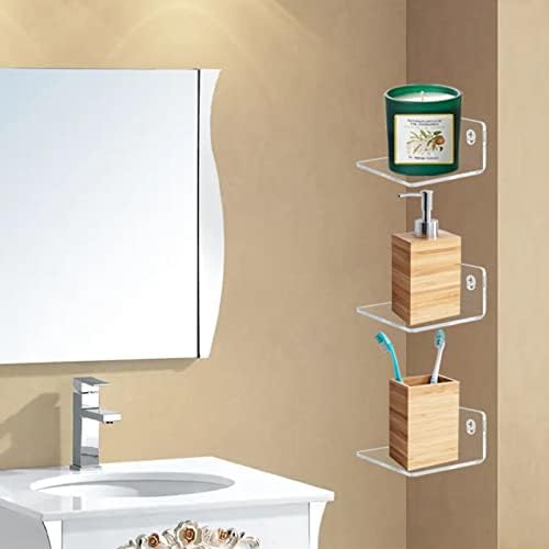 Bigfety Acrylic Floating Shelves 3-Ledges Clear Display Shelf