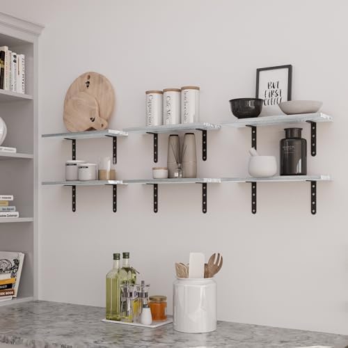 Lavish Home Set of 6 White Floating Shelves