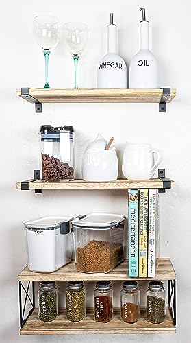 2 Moons Floating Shelves - Light Brown 4 Piece Set