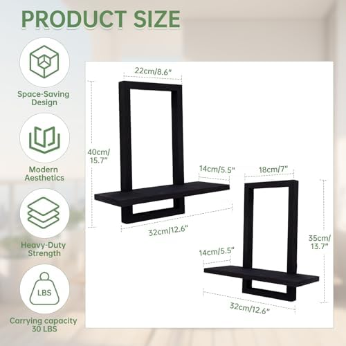 Square Floating Shelves Set of 2 - Modern Chic Wall Decor