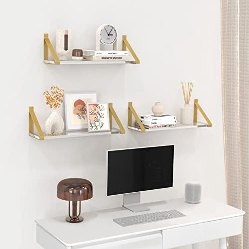 Gold Floating Shelves Set of 3 Clear Shelves 15in