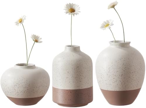 Ceramic Vase Set of 3 Rustic Farmhouse Decor