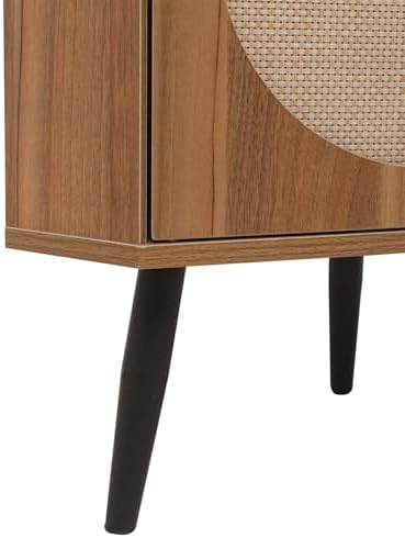 ZeHuoGe Corner Storage Cabinet with Rattan Door