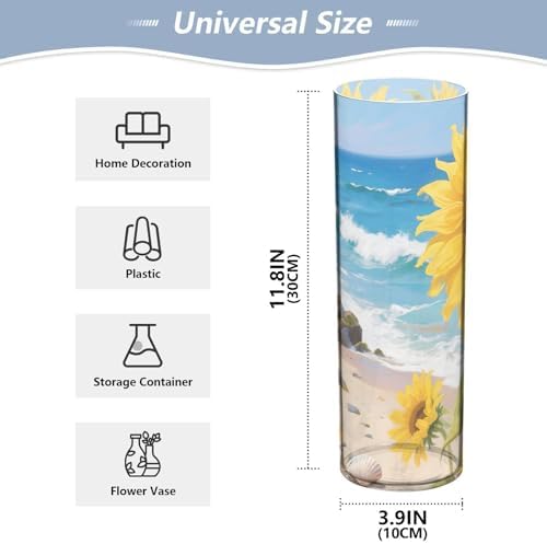 Sunflowers by The Sea Plastic Cylinder Vase 118 Inch Tall