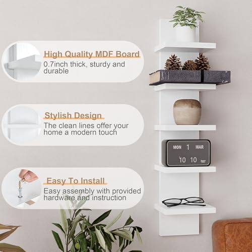 Modern White 2Pack 5 Tier Wall Shelf Unit