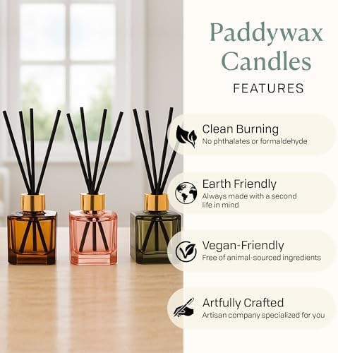 Paddywax Botanica Scented Oil Diffuser with Reeds in Reusable Glass Bottle