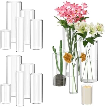 Premium Borosilicate Cylinder Vases Set of 15