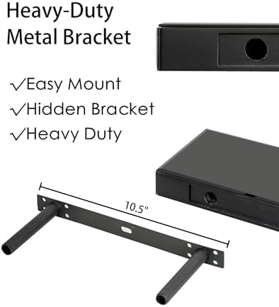 SHYFOY Black Glass Floating Shelves Set of 3