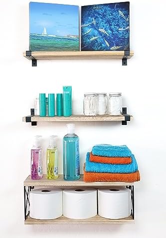 2 Moons Floating Shelves - Light Brown 4 Piece Set