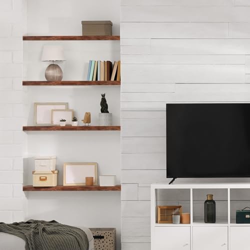 Sorbus Solid Pine Floating Shelves Set of 2