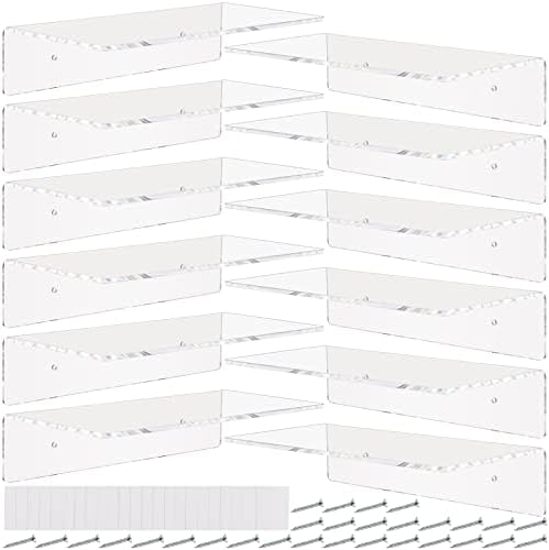 12 Pack Clear Acrylic Floating Shelves for Home Decor