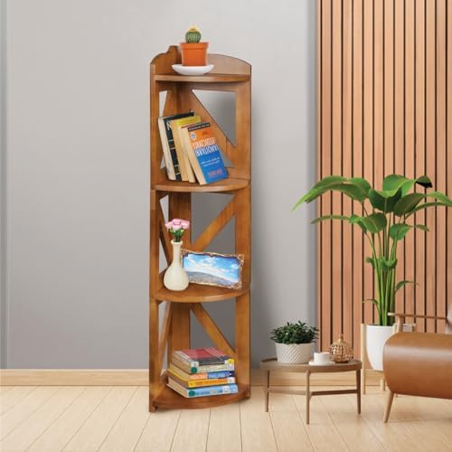 YCICI Corner Shelf Stand 4 Tier Natural Wood