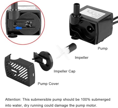 Mini Fountain Pump with LED Lights and Switch