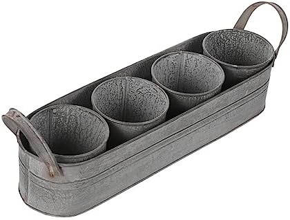 4pcs Iron Flower Pots with Tray Dried Flower Buckets Decorative