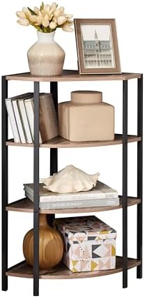 JOIN IRON 4-Tier Corner Bookshelf Stand Modern Industrial Design