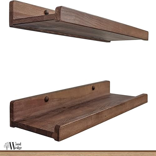Wood Wedge Floating Shelves 16 Inch Set of 2