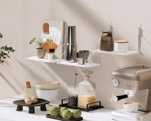 3 Piece Rustic Wood Floating Shelves White Set