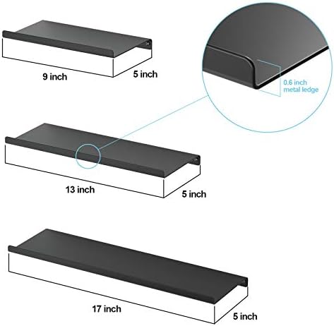 SRIWATANA Black Floating Shelves Set of 3 for Modern Home
