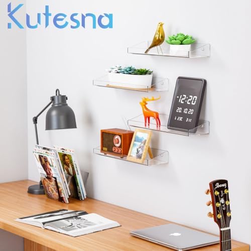 Kutesna 6 Pack Acrylic Floating Shelves for Wall