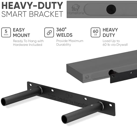 Homeforia Gray Floating Bathroom Shelves Set of 2