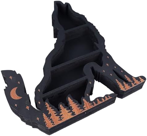 Pssopp Wolf Wooden Crystal Display Shelf