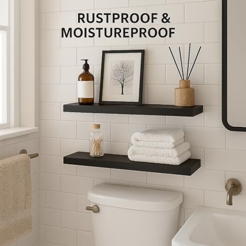 All-Metal Floating Shelves 2 Pack for Bathroom Kitchen