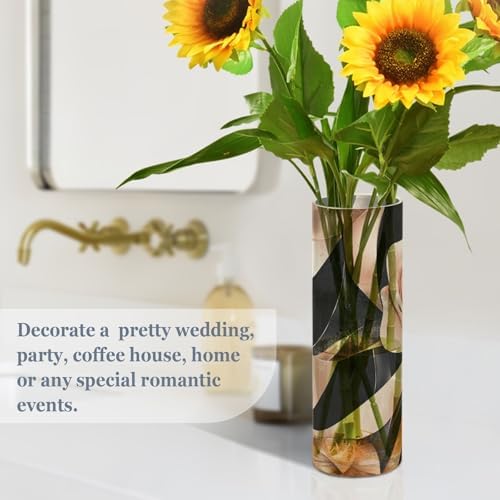 Rose Velvet Ribbon Caramel and Black Hurricane Candle Holder