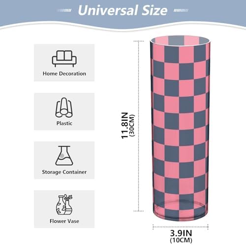 Black and Peach Checkerboard Plastic Hurricane Candle Holder 118 x 39 Inch