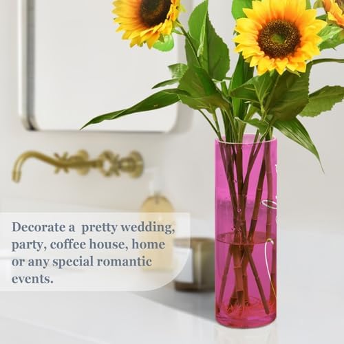 Custom Bright Pink Gradient Plastic Vase for Centerpieces