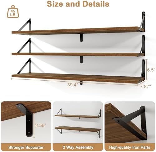 Fun Memories 40-Inch Floating Bookshelves Set of 3