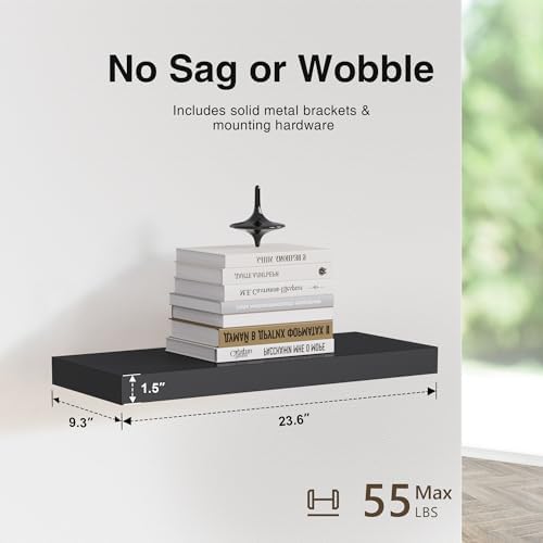 Colima Set of 3 Floating Wall Shelves Black Wood