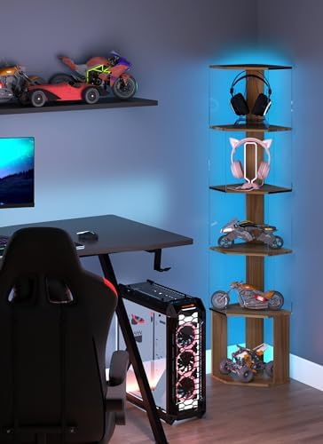 6 Tier Corner Shelf with Dimmable LED Light