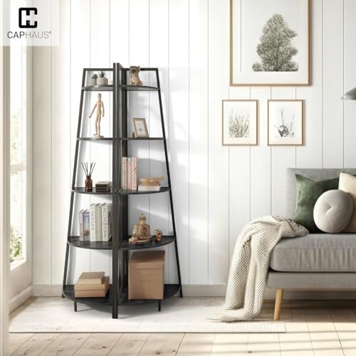 CAPHAUS 5-Tier Tall Corner Shelf Stand Black