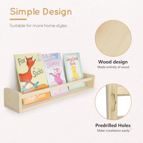 SwaaVee Floating Book Shelves Set of 3 235 Inch Wall Mount