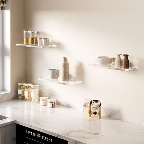 Clear Acrylic Floating Shelves Wall Mount Storage Decor Organizer