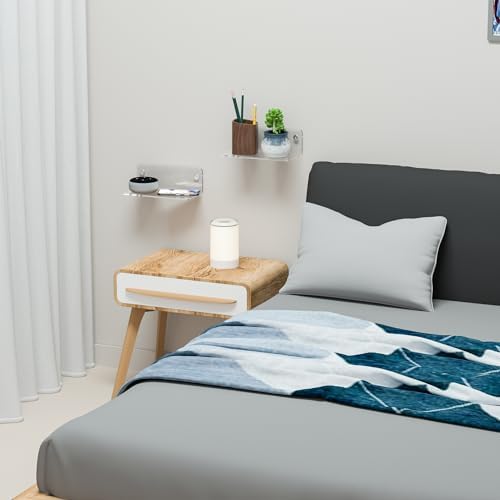 8 Inch Clear Acrylic Floating Wall Shelf 2 Pack Space Saving Organizer