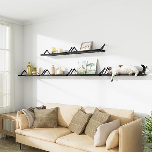 SRIWATANA Set of 6 Floating Shelves Weathered Black