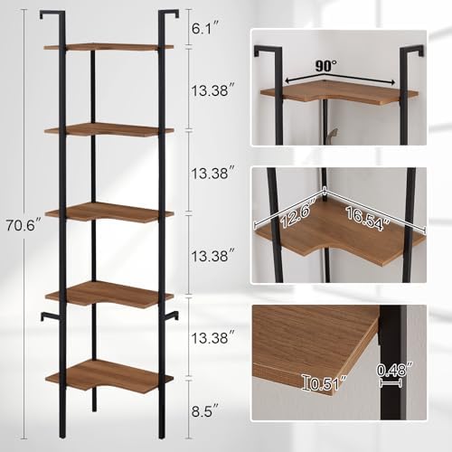 5 Tier Corner Shelf Stand with Metal Frame