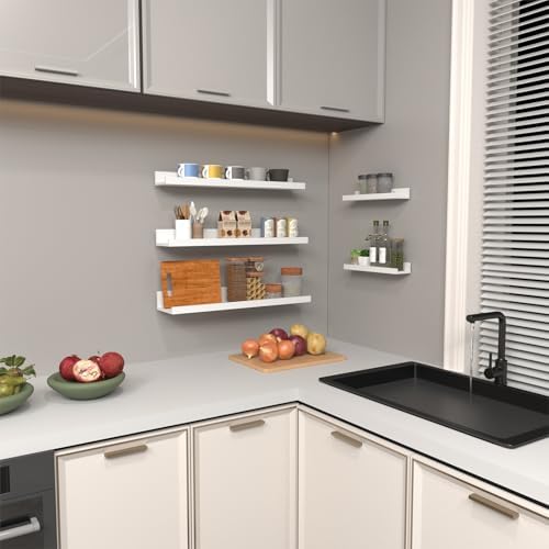 Lyeasw White Floating Shelves 24 Inch Set of 5