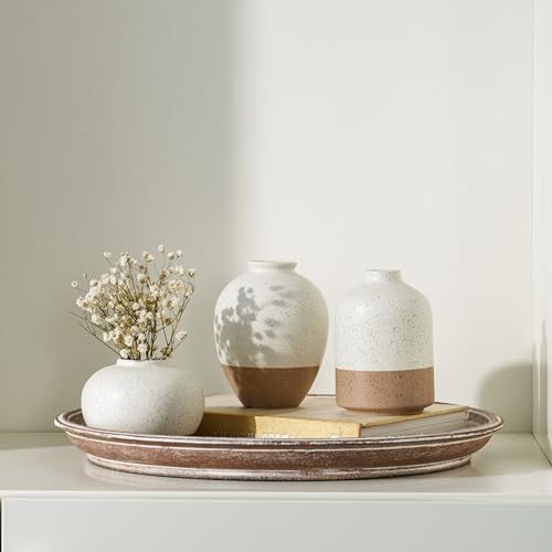 Ceramic Vase Set of 3 Rustic Farmhouse Decor
