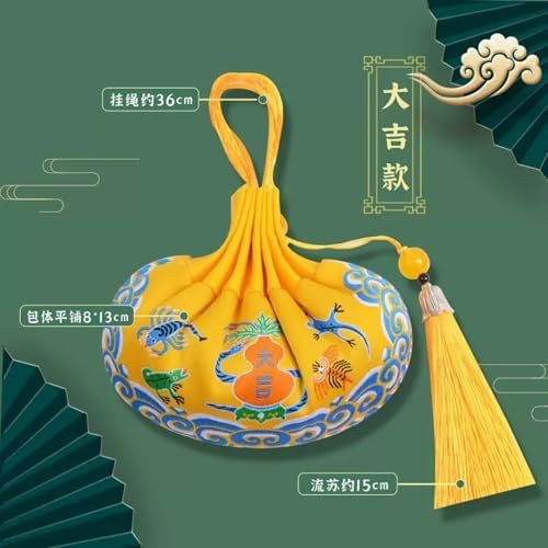 Wormwood Sachet Bag with Tassel and Embroidery Yellow