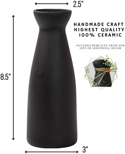 WZ WOODZIA Black Ceramic Vase for Pampas Grass