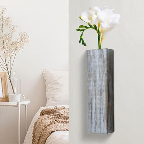 Wood Wall Planter for Indoor Plants and Dried Flowers