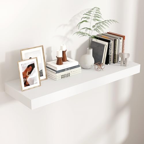 Venusmiles Floating Wall Shelves White 36x12 Inch