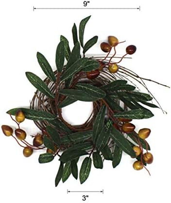 Rustic Country Artificial Olive Wreath 9 Inch